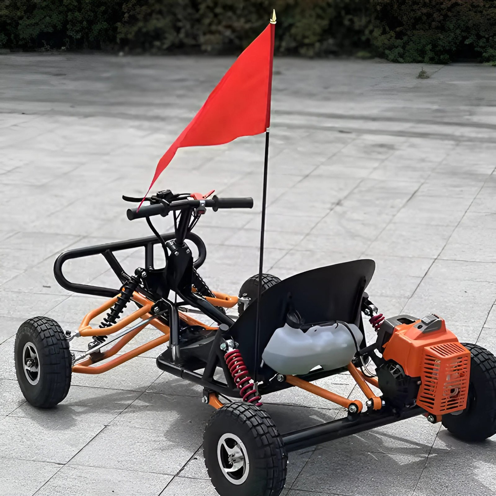 63cc All-Terrain Off-Road Go-Kart, Gasoline Engine – Orange & Black - Image 2